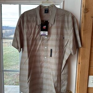 NWT cream and white colored short sleeve button up shirt